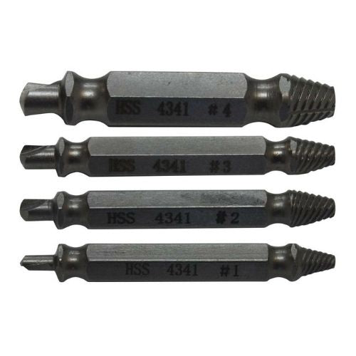 4 Piece Broken Bolt Damage Screw Remover Extractor Drill Bits Stud Tool Set