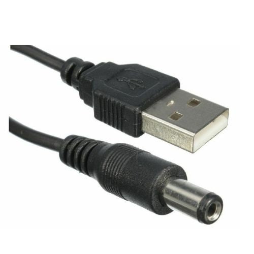 USB to 5.5 mm/2.1 mm 5 Volt DC Barrel Jack Plug Charging Power Cable