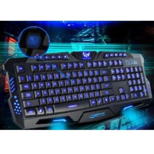 Backlit Pro Gaming USB Keyboard Multimedia Illuminated Color LED USB Wired