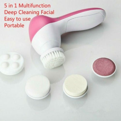 Protable 5in1 Multifunction Electric Face Facial Cleansing Brush Skin Care Clean