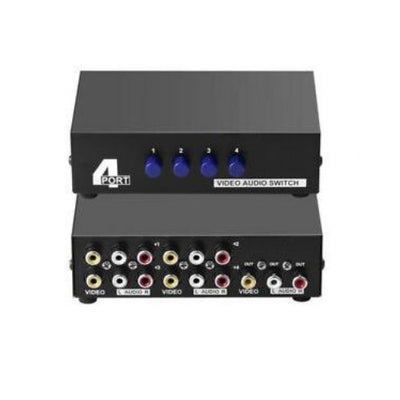 AV Switch Box Composite Selector 4 Port RCA Audio Video 4 In 1 Out To TV