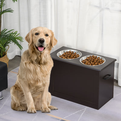 Raised Pet Bowls with Storage Function 2 Stainless Steel Dog Bowls Elevated Base
