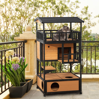 Feral Cat House, Kitten Shelter, w/ Escape Door, Jumping Platform