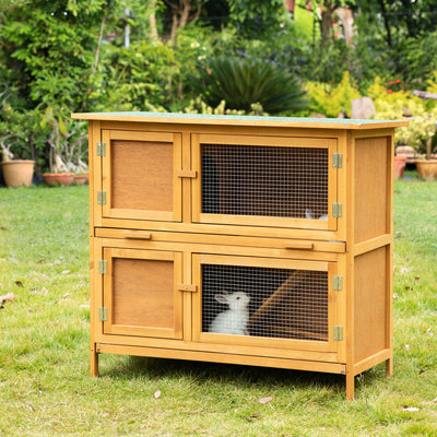 Solid Wood Rabbit/Bunny Hutch with 2 Large Main Rooms