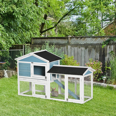 Two Story Small Animal House w/ Slide Out Tray, Ramp, Outdoor Run