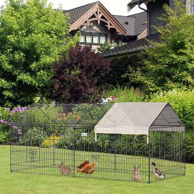 Galvanized Cage with Cover for Dog, Rabbit, and Chicken Run, 87&quot;