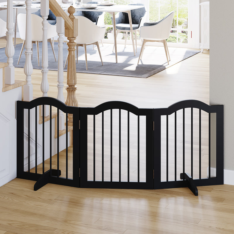 Freestanding Pet Gate for Dogs Folding Indoor Barrier w/2 Feet for Doorway Stair