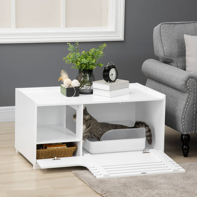 Cat Washroom Storage, Hidden Litter Box Enclosure End Table, W/ Door