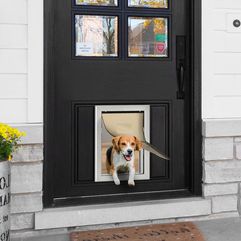 2 Way Locking Pet Door, Aluminium Cat Flap, w/ Magnetic Closure