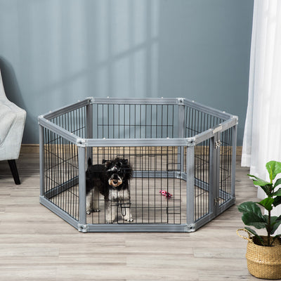 24.5&quot; Heavy-Duty Dog Fence 6 Panels Pet Playpen w/ Double Locking Latches