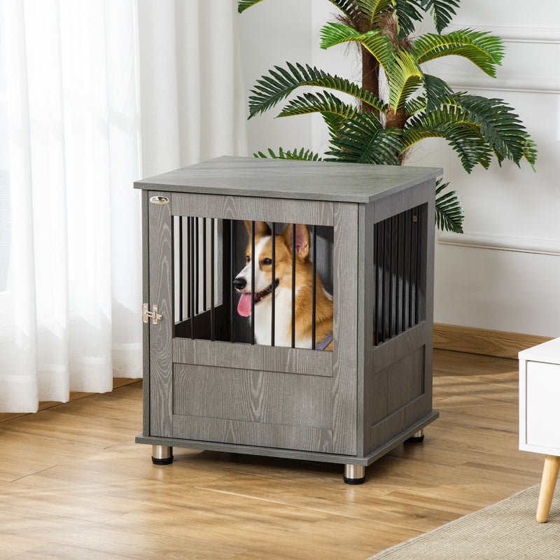 Wooden Dog Crate with Furniture Style for Small Dogs, Indoor End Table