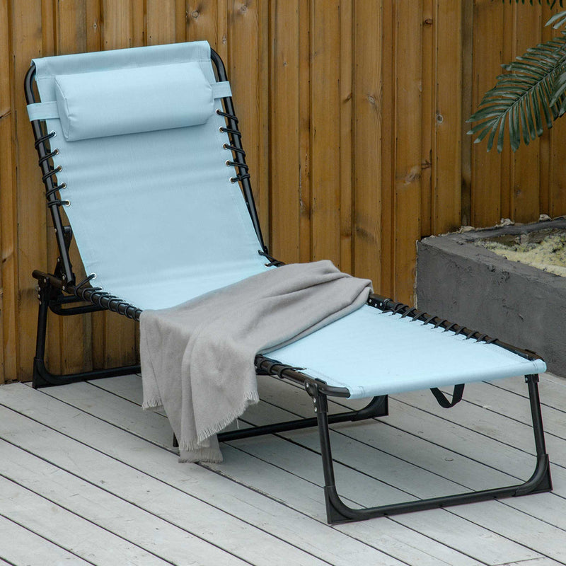 4-Level Adjustable Folding Up Lounger Reclining Bed Cot Lightweight