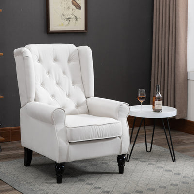 Fabric Tufted Club Accent Chair with Wooden Legs