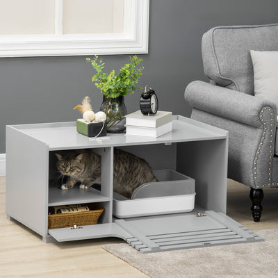 Cat Washroom Storage, Hidden Litter Box Enclosure End Table, W/ Door