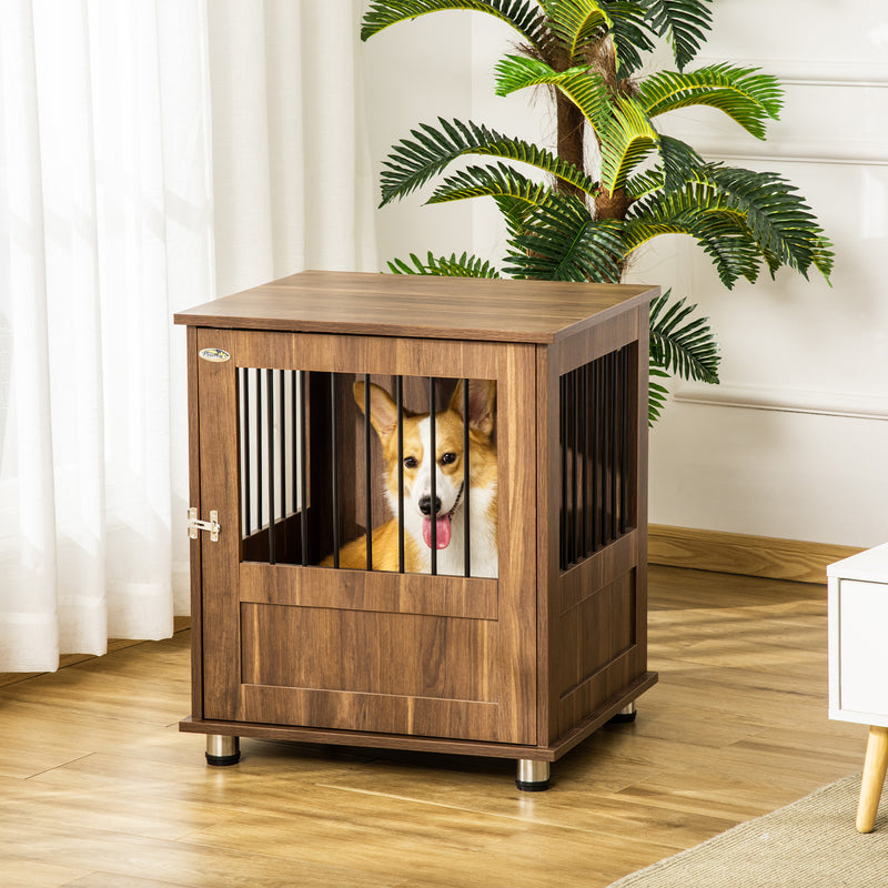 Wooden Dog Crate with Furniture Style for Small Dogs, Indoor End Table