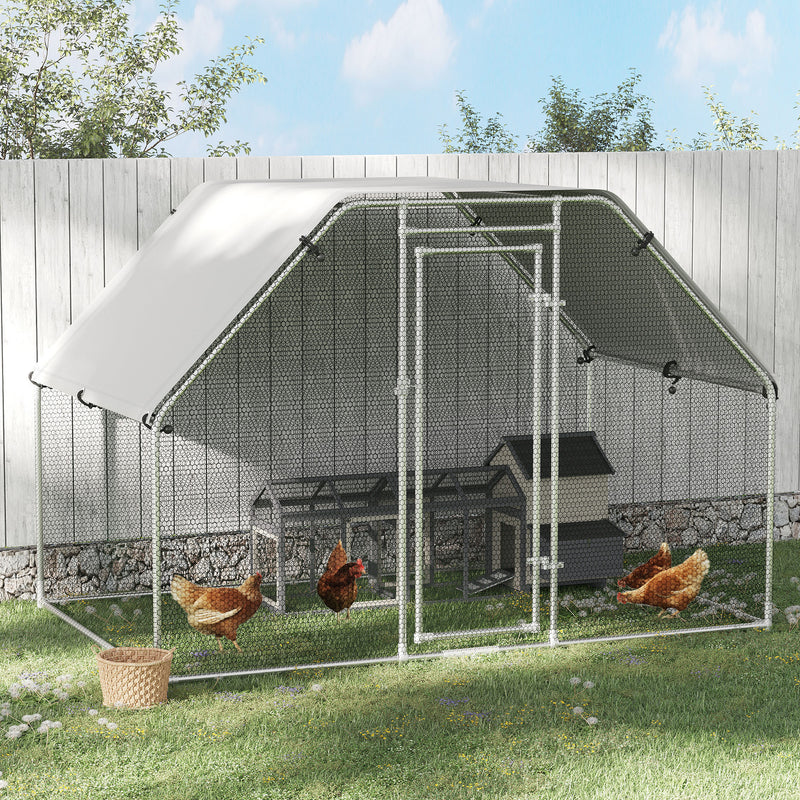 Large Metal Walk-In Chicken Coop Run Cage w/ Cover Outdoor