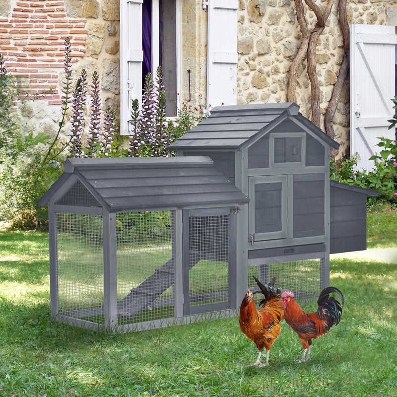 59&quot; Wooden Outdoor Hen House Small Animal Livestock Cage Enclosure with Run