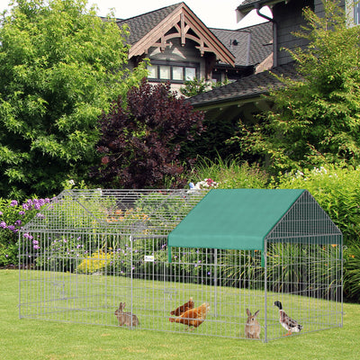 Galvanized Cage with Cover for Dog, Rabbit, and Chicken Run, 87&quot;