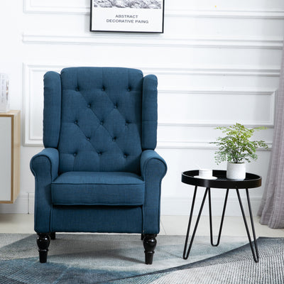 Fabric Tufted Club Accent Chair with Wooden Legs