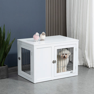 Furniture Style Dog Crate End Table, w/ Double Doors for Small &amp; Medium Dogs