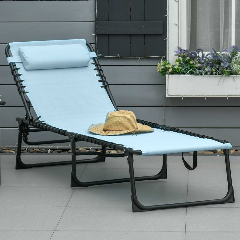 4-Level Adjustable Folding Up Lounger Reclining Bed Cot Lightweight