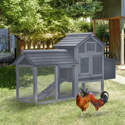 59&quot; Wooden Outdoor Hen House Small Animal Livestock Cage Enclosure with Run