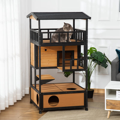 Feral Cat House, Kitten Shelter, w/ Escape Door, Jumping Platform