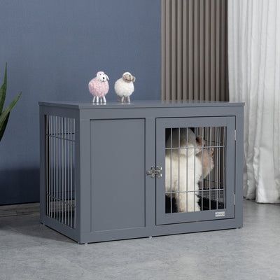 Furniture Style Dog Crate End Table, w/ Double Doors for Small &amp; Medium Dogs