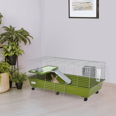 Guinea Pig, Hamster, &amp; Chinchilla House Cage w/ Food Dish, Wheels, &amp; Bottle