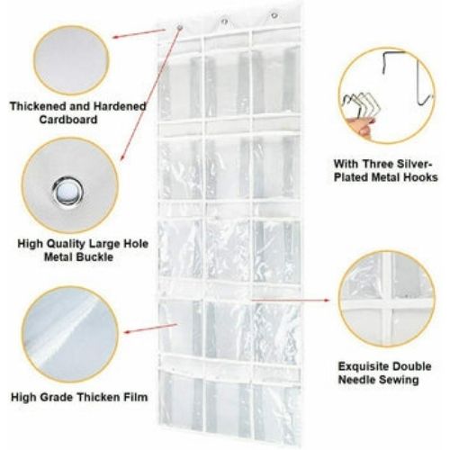 Hanging pantry organizer 15 Pocket standard door rod