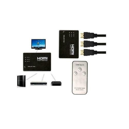 HDMI Switch Splitter Switcher Box 3 in 1 Out Monitor Supports 3D Full HD Remote