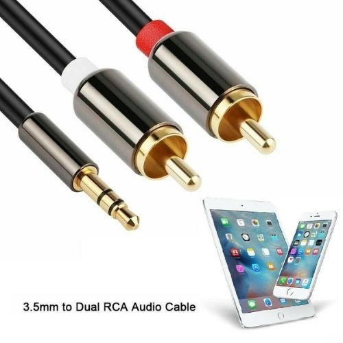 New Twin RED WHITE 2x RCA PHONO to Stereo 3.5mm Mini Jack STEREO Audio Aux Cable