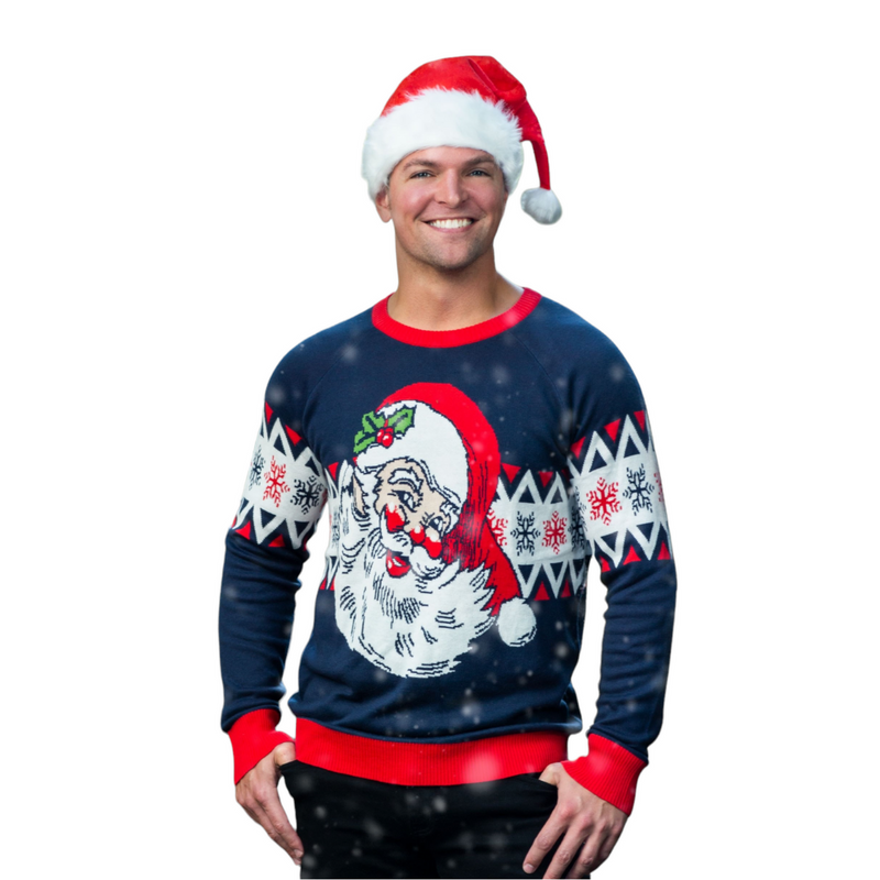 Vintage Laughing Santa Ugly Christmas Sweater