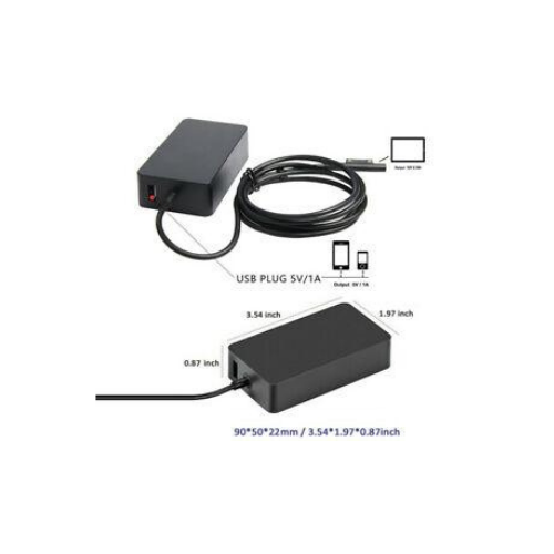 Power Adapter for Surface Pro 3 4 5 Laptop Book 44W w/ USB Charging Port Charger