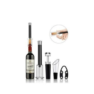 4 Pcs Wine Air Pressure Pump Opener Set Bottle Cork Cap Remover with Foil Cutter