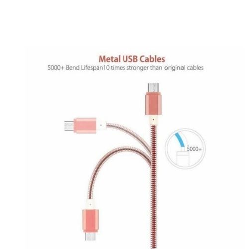 Micro USB Stainless Steel Metal Charging Cable for Samsung S5 S6 S7 LG G4 PS4