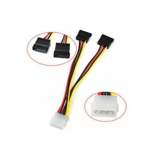 4P IDE to 2 Serial ATA SATA 15pin Y Splitter Hard Drive Power Adapter Cable 15cm