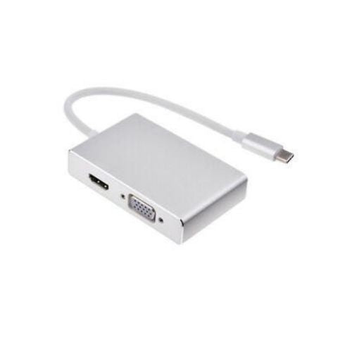 USB 3.1 Type C to HDMI VGA 3 Port USB 3.0 HUB Converter Adapter