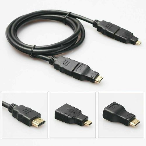 3 in 1 HD High Speed HDMI to HDMI Cable Micro HDMI Adaptor Mini HDMI Adapter