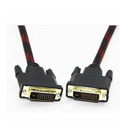 1.5m 5ft DVI-D 24+1 Pin Male to Male Cable Braided Adapter for PC TV Laptop
