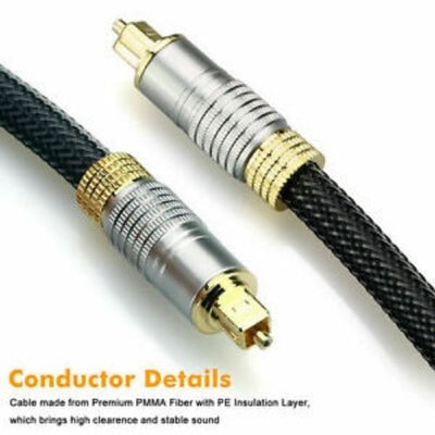 Premium Optical Fibre Digital Audio Gold Plated Cable Lead Cord Toslink 1M- 10M