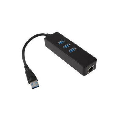 Black 1000M 3 Port Hub USB 3.0 To RJ45 Gigabit Ethernet Lan Network Adapter