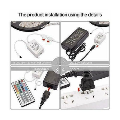 10M RGB LED Strip Flexible Lights 5050 300LED & 44Key Controller+ 10A Adapter