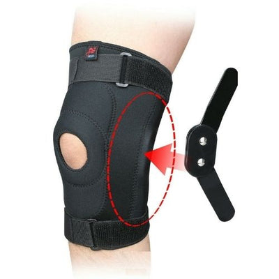 Hinged Knee Brace Support with Strap & Side Sports Compression Wrap for Running