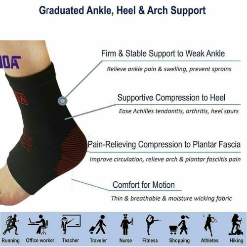 1/2Pair Foot Compression Sleeve Plantar Fasciitis Pain Ankle Brace Support Socks