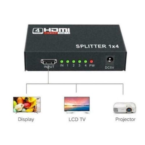 Full HD HDMI Splitter Amplifier Repeater 3D 1080p 4K 1 IN 4 OUT 1X4 Hub For DVD