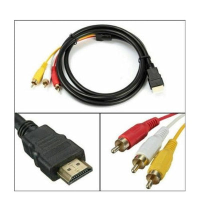 HDMI to 3 RCA Phono Red White Yellow Cable Cord AV Audio Video Lead Universal CA