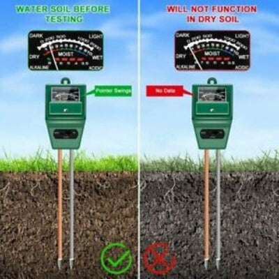 3 in 1 Soil PH Tester Water Moisture Test Meter Kit For Garden Plant Flower CA