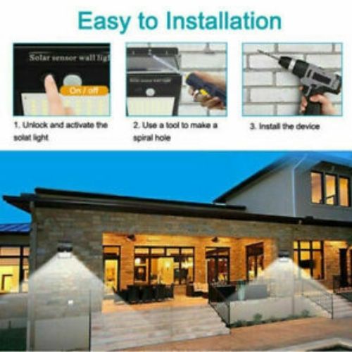 Solar Sensor Wall Light 100 LED Motion Lights Outdoor Security Home Lamp