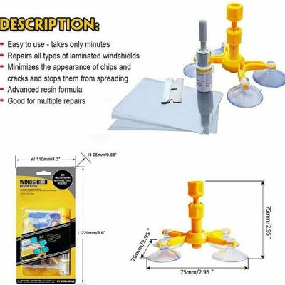 Automotive Glass Nano Repair Fluid Car Windshield Screen Resin Crack Tool Kit